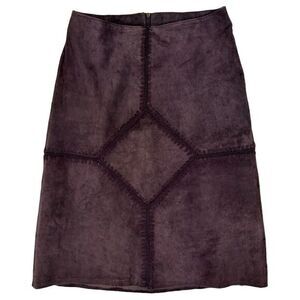 Y2K ROCKY Purple Suede High Waist Midi Skirt Size‎ M 27 Western Embroidered VTG